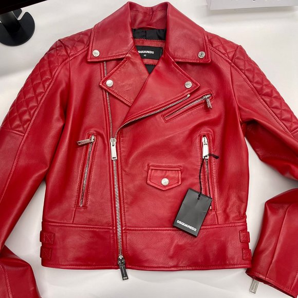 Brand New, Never worn Dsquared2 quilted detail zip-up leather jacket with tags - Picture 4 of 10
